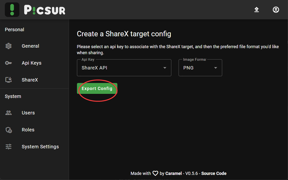 sharex-target-config